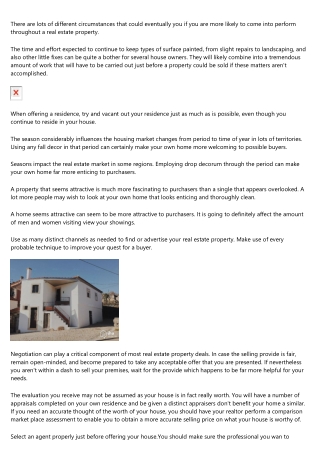 What You Ought To Know About Selling Your Real Estate