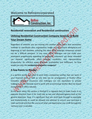 Residential renovation and Residential construction