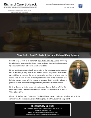 New York’s Best Probate Attorney: Richard Cary Spivack