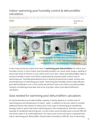 Indoor swimming pool humidity control & dehumidifier calculation #pooldehumidifier