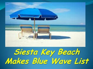 Siesta Key Beach Makes Blue Wave List