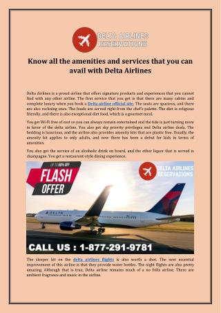 Know all the amenities and services that you can avail with Delta Airlines