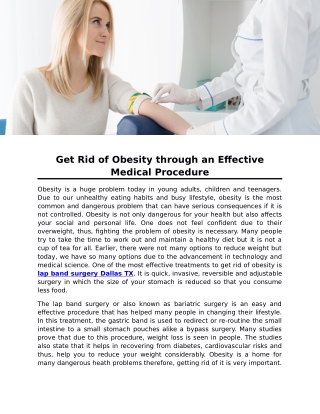 Get Rid of Obesity through an Effective Medical Procedure