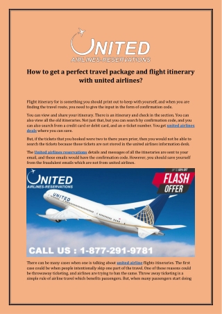 How to get a perfect travel package and flight itinerary with united airlines?