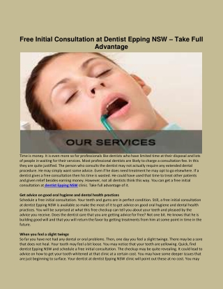 Free Initial Consultation at Dentist Epping NSW – Take Full Advantage