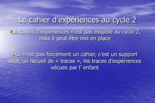 Le cahier d’expériences au cycle 2