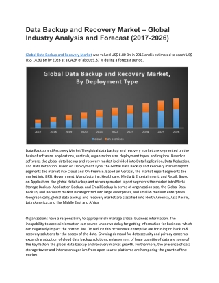 Data Backup and Recovery Market – Global Industry Analysis and Forecast (2017-2026)