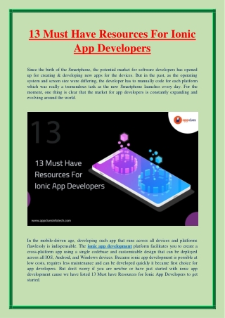 13 Must Have Resources For Ionic App Developers