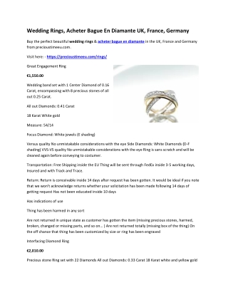 Wedding Rings, Acheter Bague En Diamante UK, France, Germany