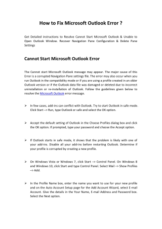 Cannot Start Microsoft Outlook | Unable to Open Outlook Window