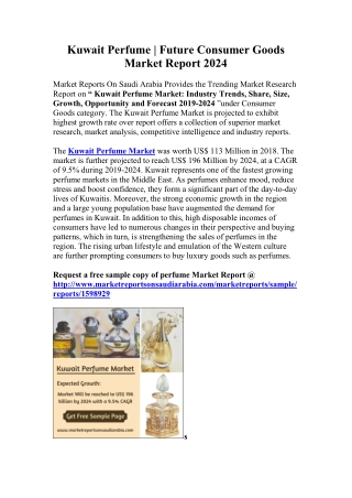 Kuwait Perfume | Future Consumer Goods Market Report 2024
