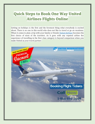 United Airlines Official Site - Quick Steps to Book One Way United Airlines Flights Online