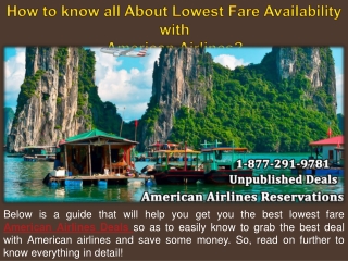 How to know all About Lowest Fare Availability with American Airlines?