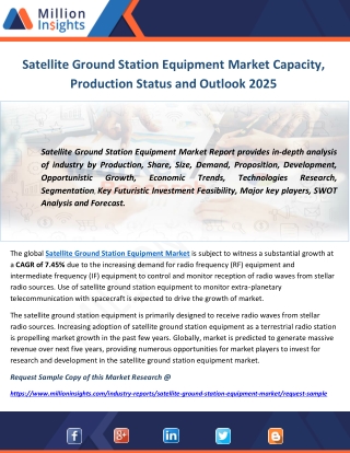 Satellite Ground Station Equipment Market Capacity, Production Status and Outlook 2025