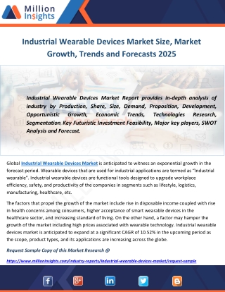 Industrial Wearable Devices Market Size, Market Growth, Trends and Forecasts 2025