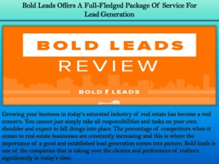 Bold Leads Offers A Full-Fledged Package Of Service For Lead Generation