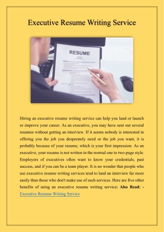 Executive resume writing service