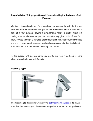 Buyer’s Guide: Things you Should Know when Buying Bathroom Sink Faucets