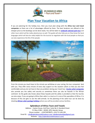 Plan Your Vacation to Africa