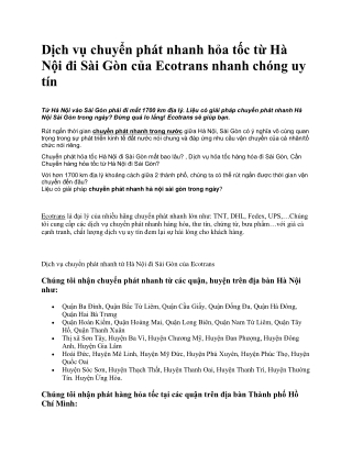 Chuyển hàng hỏa tốc Hà Nội đi Hồ Chí Minh giá rẻ