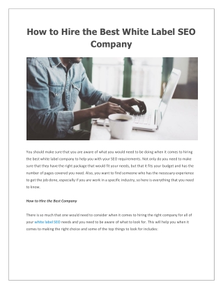 How to Hire the Best White Label SEO Company