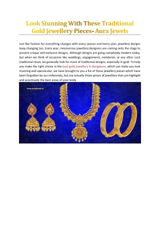 Look Stunning With These Traditional Gold Jewellery Pieces- Aura Jewels