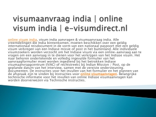 visumaanvraag india | online visum india | e-visumdirect.nl