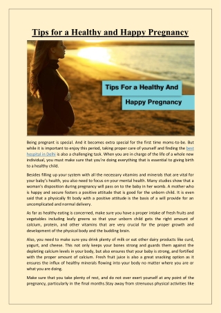 Tips for a Healthy and Happy Pregnancy