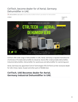 CtrlTech, become dealer for of Aerial, Germany Dehumidifier in UAE. #aerialdehumidifier