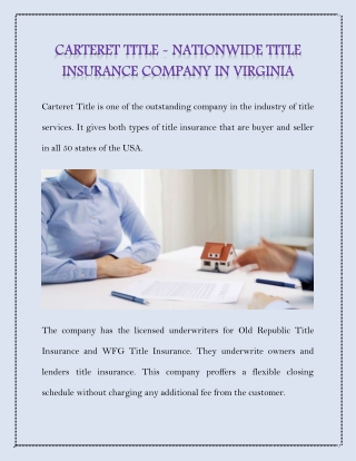 Carteret Title - Nationwide Title Insurance Company in Virginia