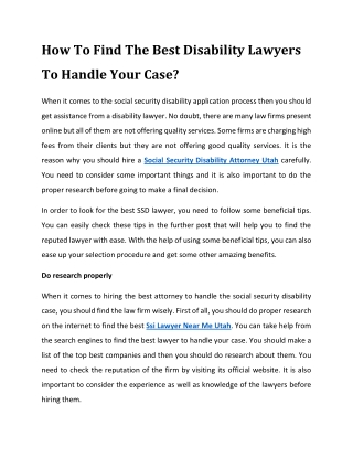 How To Find The Best Disability Lawyers To Handle Your Case?