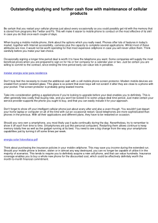 Fantastic understanding and extra money with routine maintenance of cellular equipment