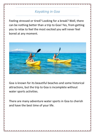 Kayaking in Goa
