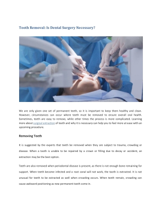 Tooth Removal: Is Dental Surgery Necessary?