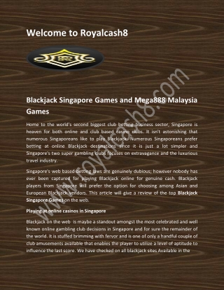 Blackjack Singapore Games and Mega888 Malaysia Games