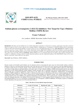 Sodium-glucose co-transporter 2 (SGLT2) Inhibitors: New Target for Type 2 Diabetes Mellitus (T2DM) Review