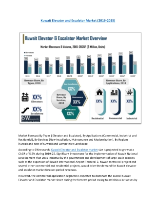 Kuwait Elevator and Escalator Market (2019-2025)