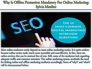 Why Is Offline Promotion Mandatory For Online Marketing: Sylvia Mardini