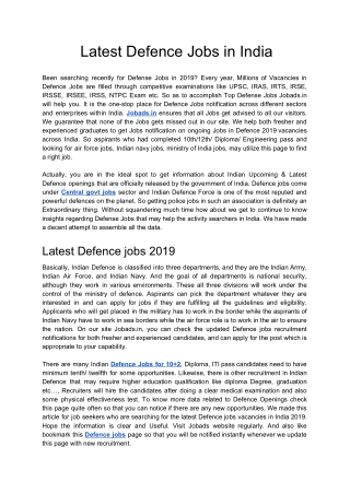 Latest Defence Jobs in India