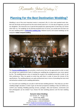 Planning For the Best Destination Wedding?