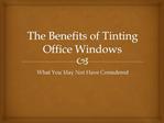 The Benefits of Tinting Office Windows- What You May Not Hav