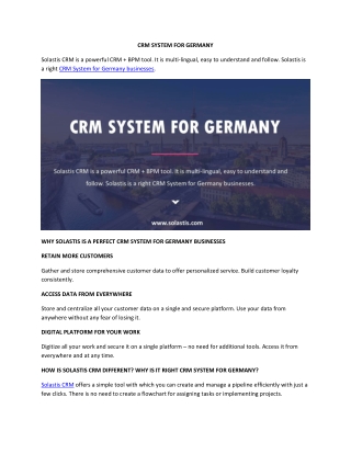 CRM System for Germany - Solastis