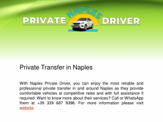 Best Private Transfer in Naples