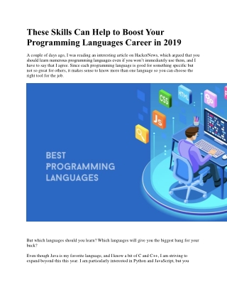 These Skills Can Help to Boost Your Programming Languages Career in 2019