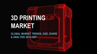 3D printing market Share, Growth, Trends & Forecast Report 2019-2027