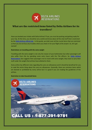 What are the restricted items listed by Delta Airlines for its travellers