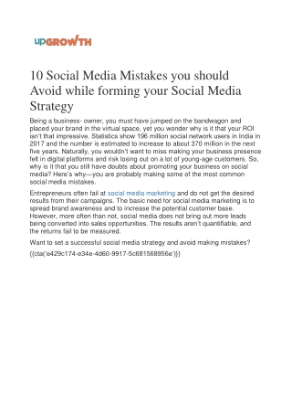 10 Social Media Mistakes you should Avoid while forming your Social Media Strategy