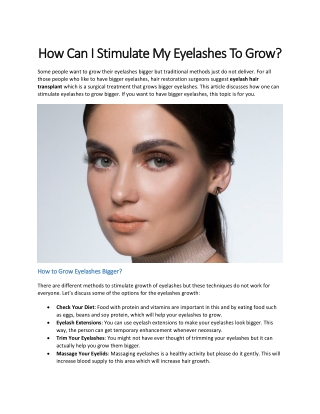 How Can I Stimulate My Eyelashes To Grow?