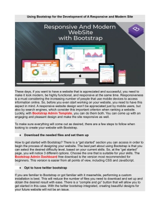 Using Bootstrap for the Development of A Responsive and Modern Site