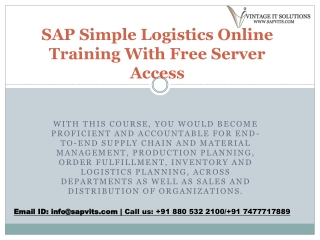 SAP S4 HANA Simple Logistics Online Training in Pune,Hyderabad,Bangalore.